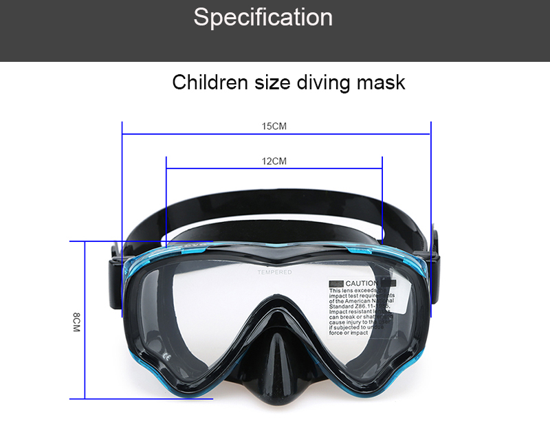 Cheap Blue Tempered Glass Lens Swimming Mask For Kids