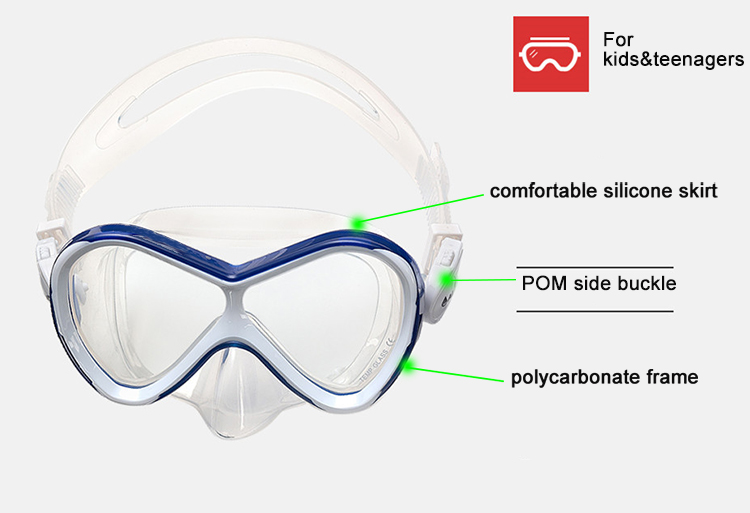 Professional Red Silicone Kid Size Snorkel Dive Mask