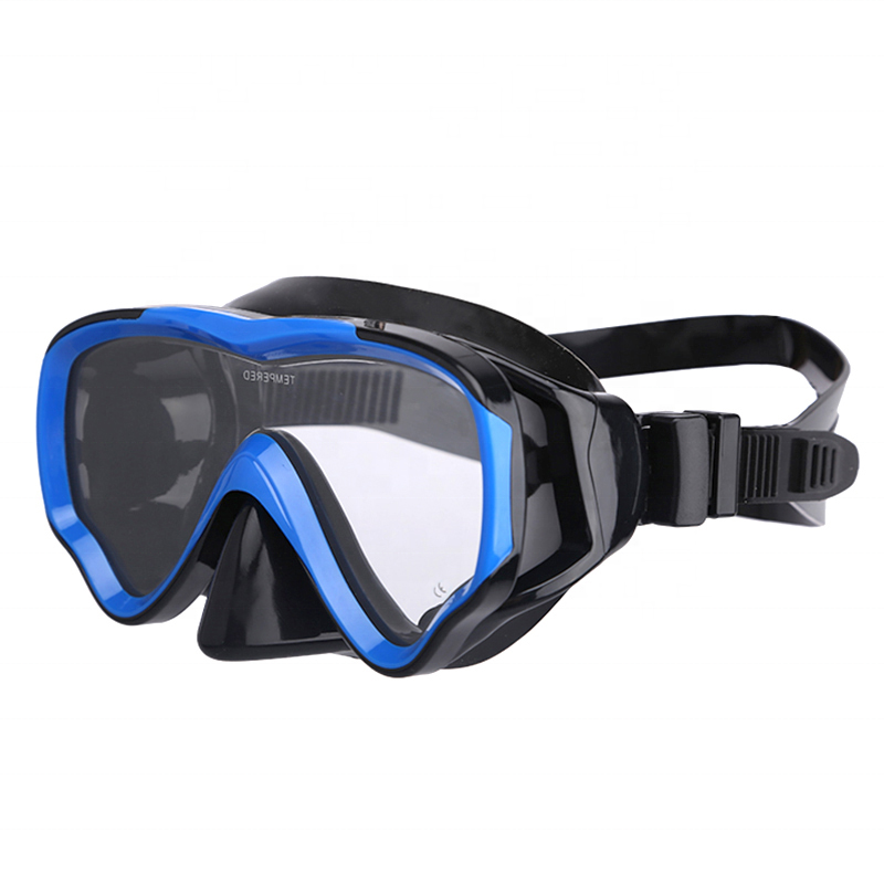 Cheap Blue Tempered Glass Lens Swimming Mask For Kids