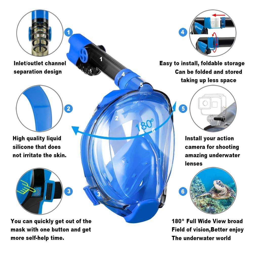 Anti Fog Waterproof Latest Under Water PC Lens Full Face Diving Mask