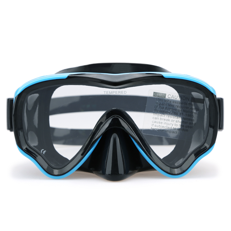 Cheap Blue Tempered Glass Lens Swimming Mask For Kids