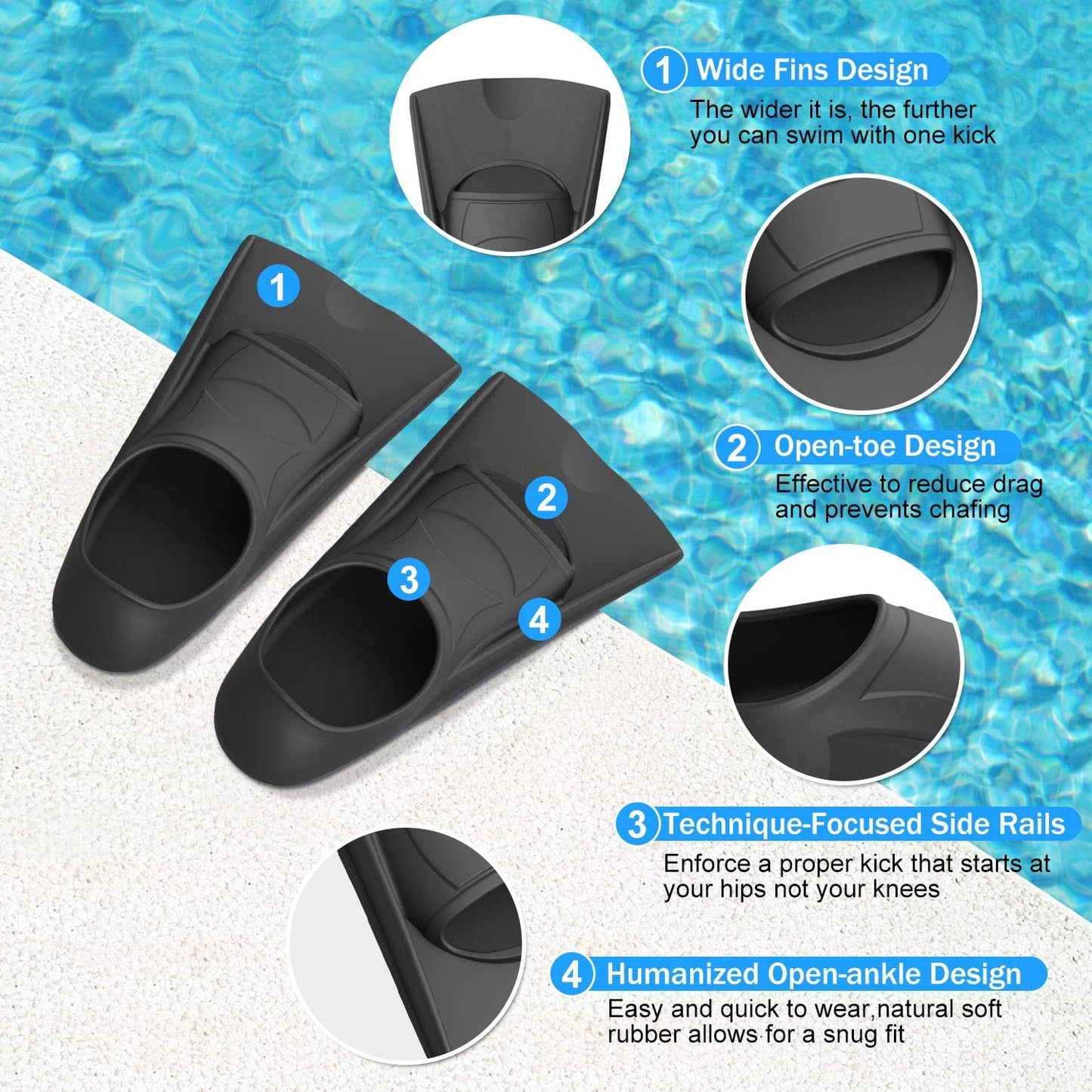 Adult Child Soft Silicone Freediving Flippers Custom Fins for Swimming