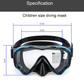 Cheap Blue Tempered Glass Lens Swimming Mask For Kids