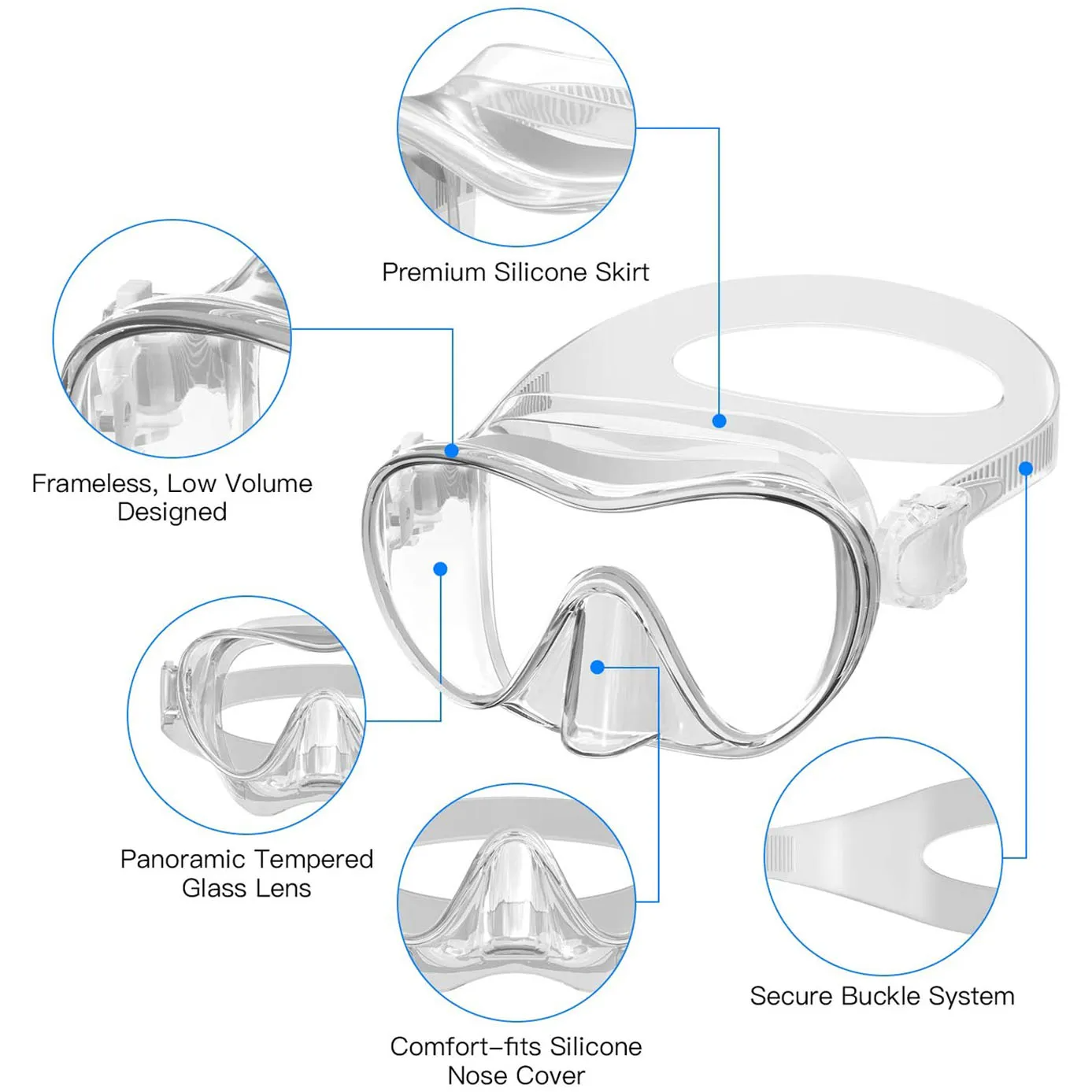 Professional Diving Mask And Snorkels Goggles Frameless Design Diving Mask Snorkel Tube Set