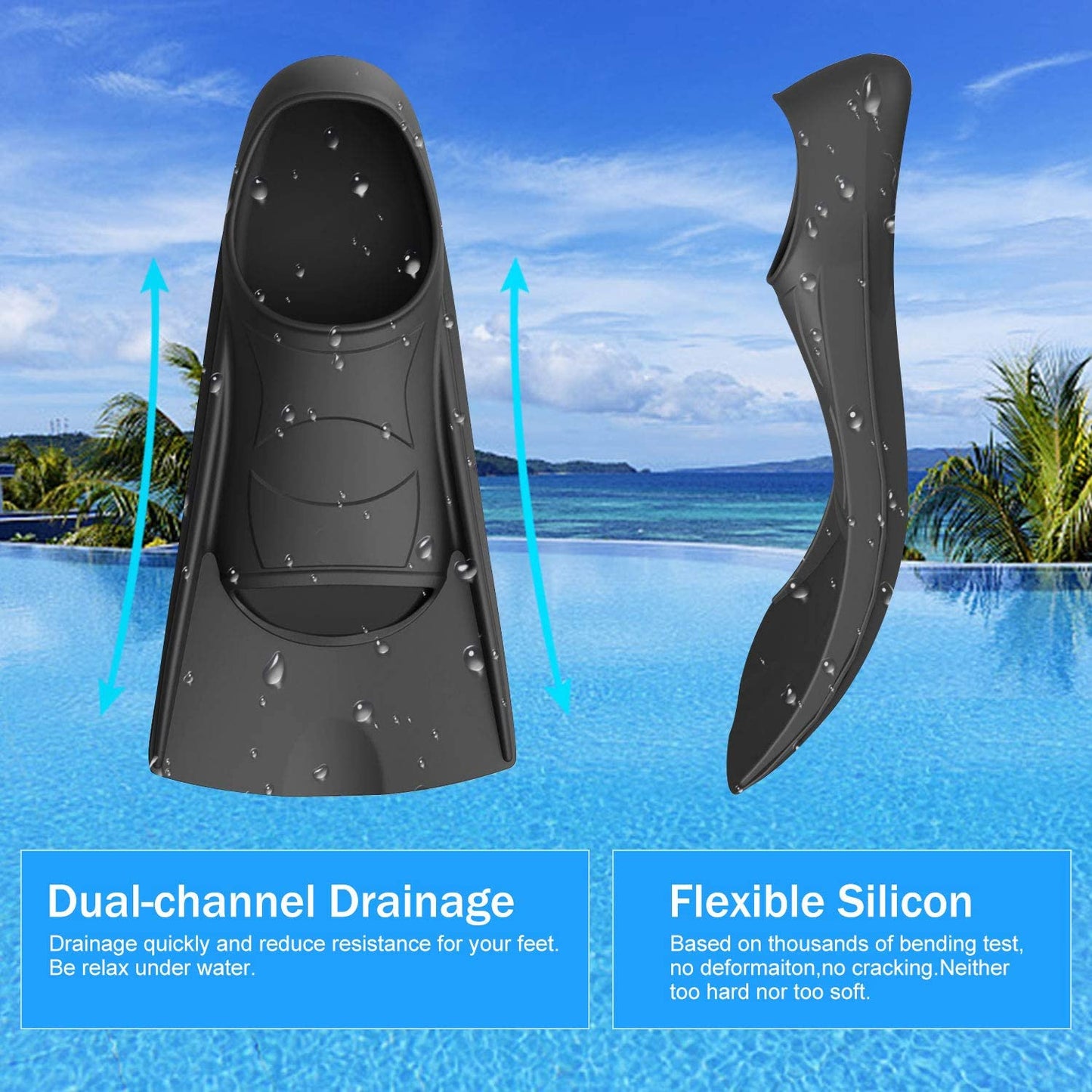 Adult Child Soft Silicone Freediving Flippers Custom Fins for Swimming