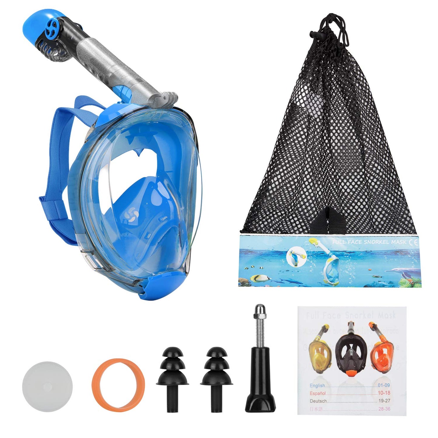 Professional Diving Natural Breathing Full Face Snorkel Silicon Mask