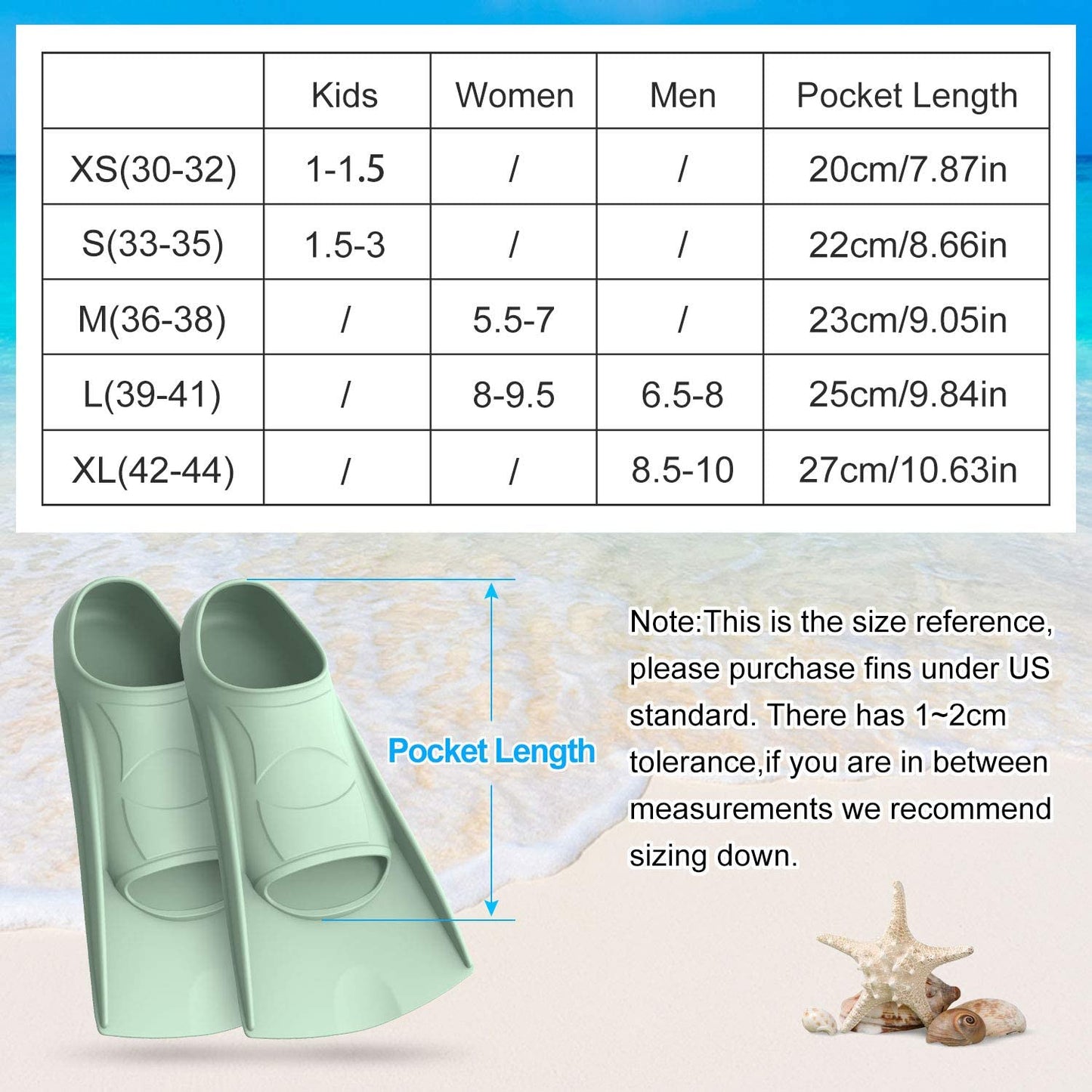 Adult kids pocket snorkeling full foot diving fins surfing fins