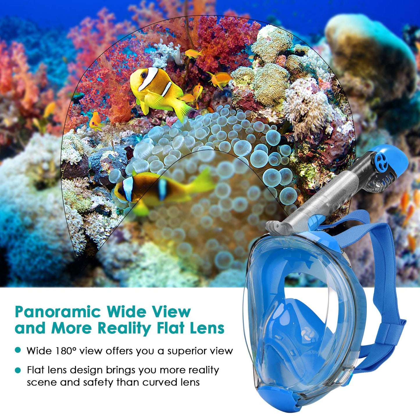 Professional Diving Natural Breathing Full Face Snorkel Silicon Mask