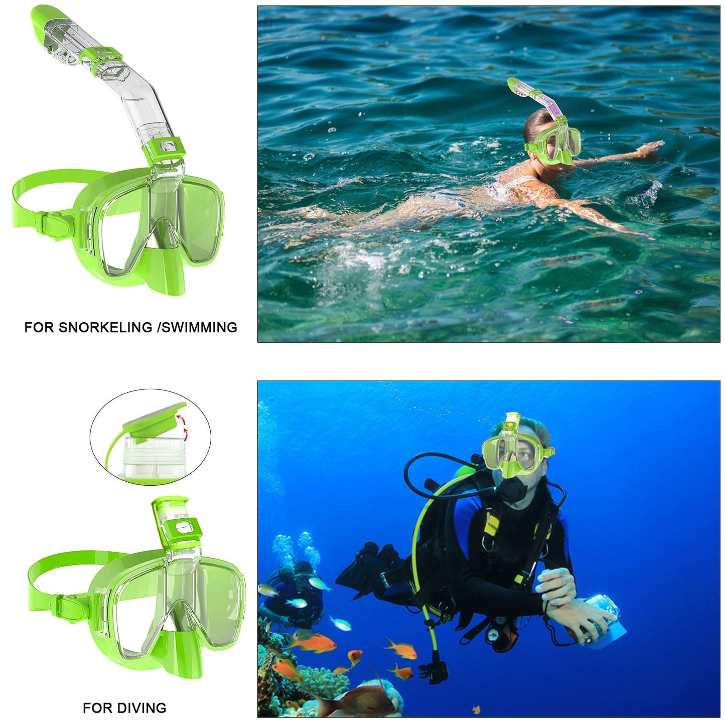 2 In 1 anti-leak Free Diving Mask And Snorkel Set With Camera Mount