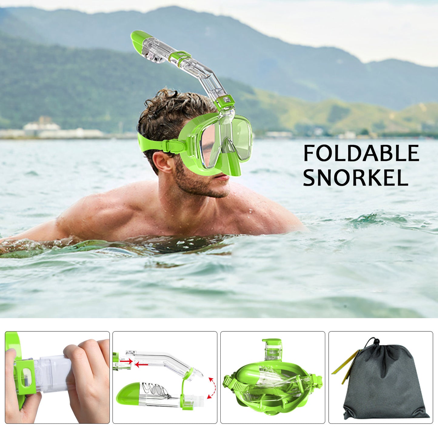 2 In 1 anti-leak Free Diving Mask And Snorkel Set With Camera Mount